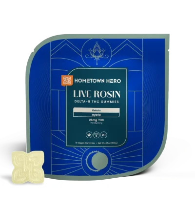 Live Rosin Delta -9 THC Gummies Gelato Hybrid 25mg