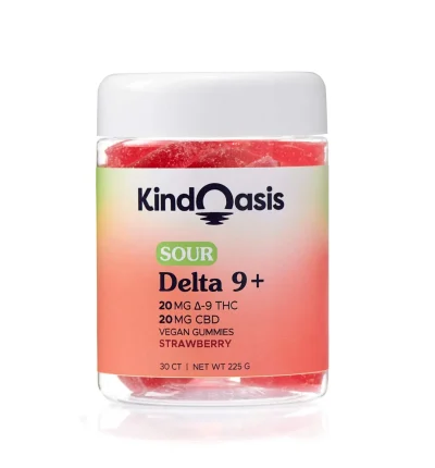 Delta 9+ 20MG 9 THC 20MG CBD Sour Strawberry | 30 ct